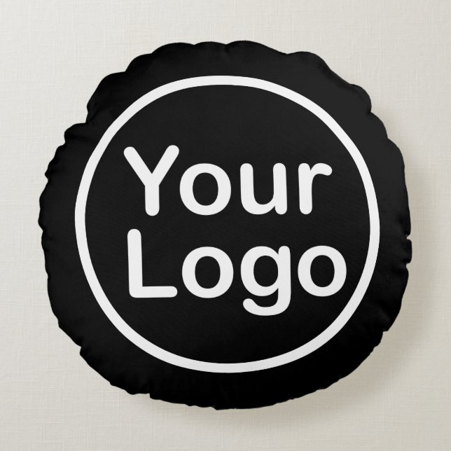 Add Your Own Logo | Black Background Round Pillow (Front)