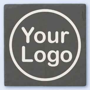 Add Your Own Logo Black Background Stone Coaster