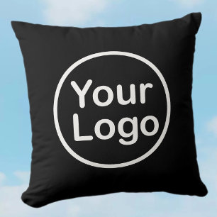 Add Your Own Logo Black Background Throw Pillow