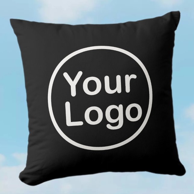 Add Your Own Logo | Black Background Throw Pillow (Creator Uploaded)