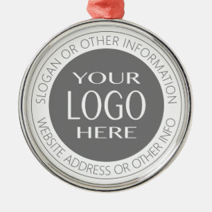 Add Your Own Logo & Circular Text Metal Ornament