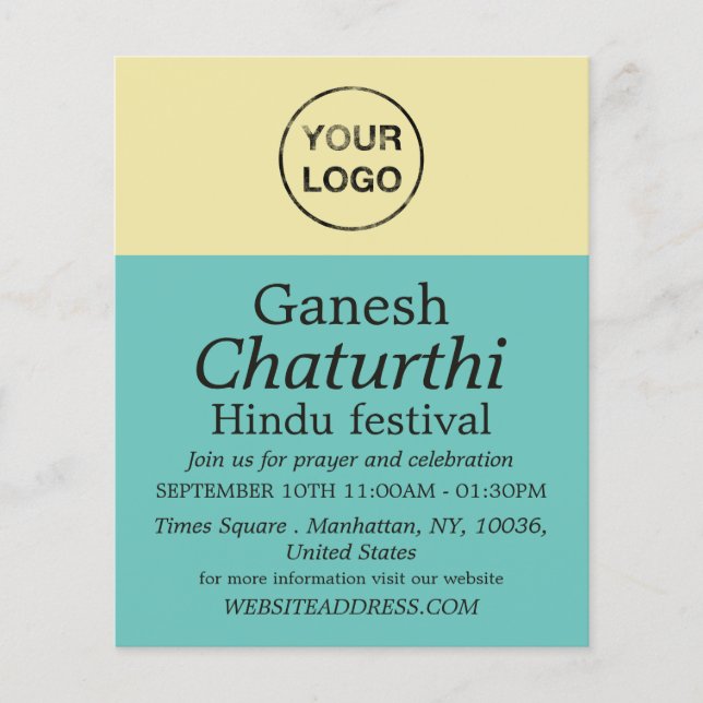 Add Your Own Logo, Hindu Event Advertising Flyer (Front)