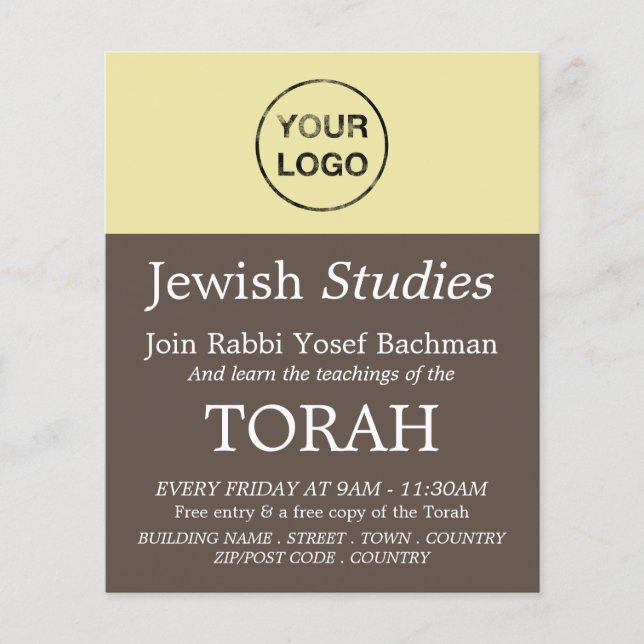 Add Your Own Logo, Judaism, Jewish Studies Advert Flyer (Front)