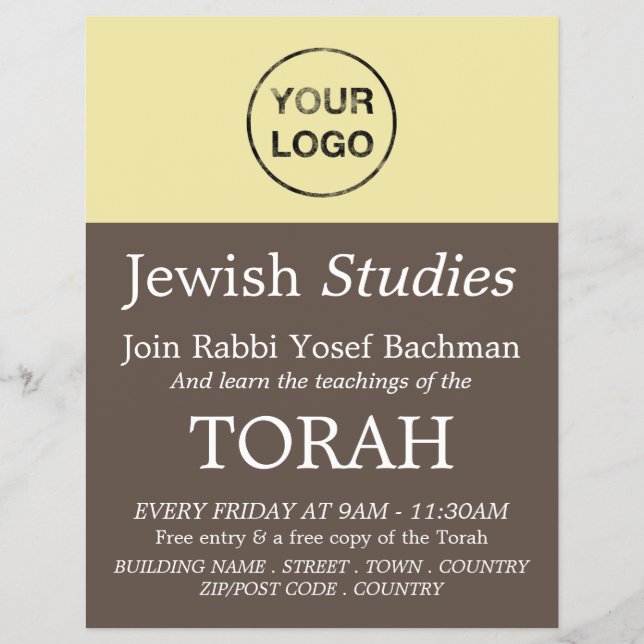 Add Your Own Logo, Judaism, Jewish Studies Advert Flyer (Front)
