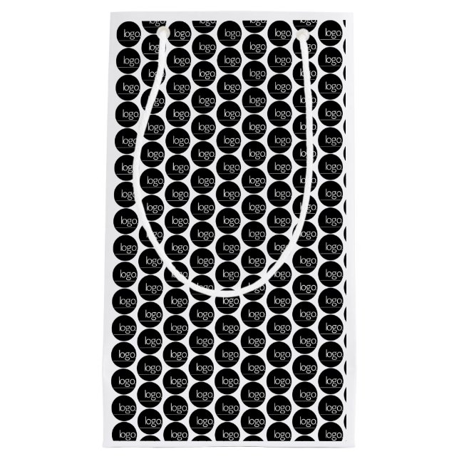 ADD YOUR OWN LOGO REPEATING PATTERN BUSINESS BRAND SMALL GIFT BAG (Front)