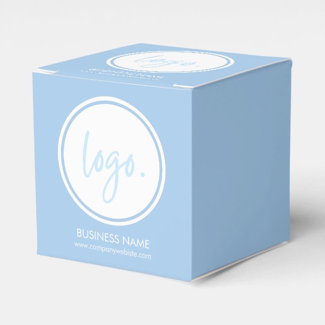 ADD YOUR OWN LOGO SIMPLE BLUE BUSINESS COMPANY  FAVOR BOX (Front Side)