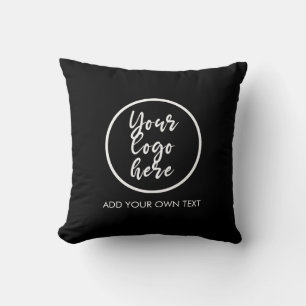 Add Your Own Logo Text Simple Modern Black Throw Pillow