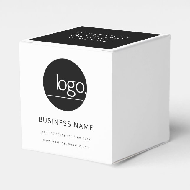 ADD YOUR OWN LOGO WHITE BLACK BUSINESS INGREDIENTS FAVOR BOX (Front Side)