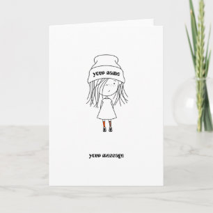 Add Your Own Message And Name Cute Whimsical Girl Card