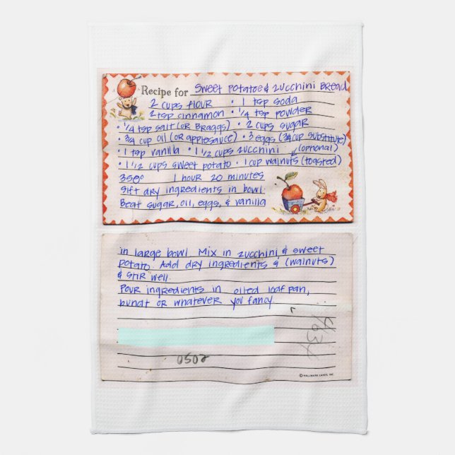 Add your own mom grandma's favourite recipe custom kitchen towel (Vertical)