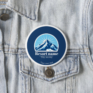 Add your own mountain ski resort name 1 inch round button