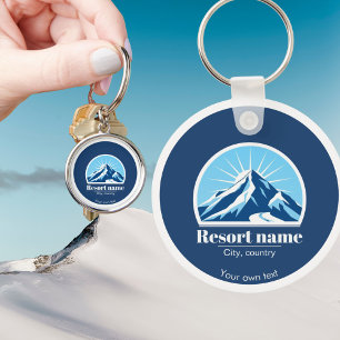 Add your own mountain ski resort name keychain