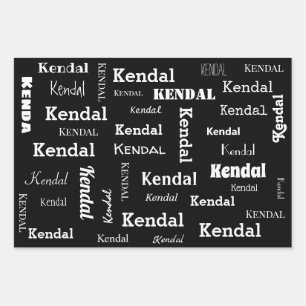 Add Your Own Name Black and White Custom Wrapping Paper Sheet