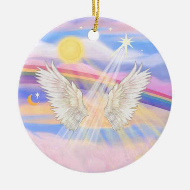 Add your own pet - Rainbow Bridge Ceramic Ornament (Front)
