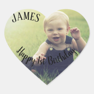 Add your own photo 1st Birthday name Sticker