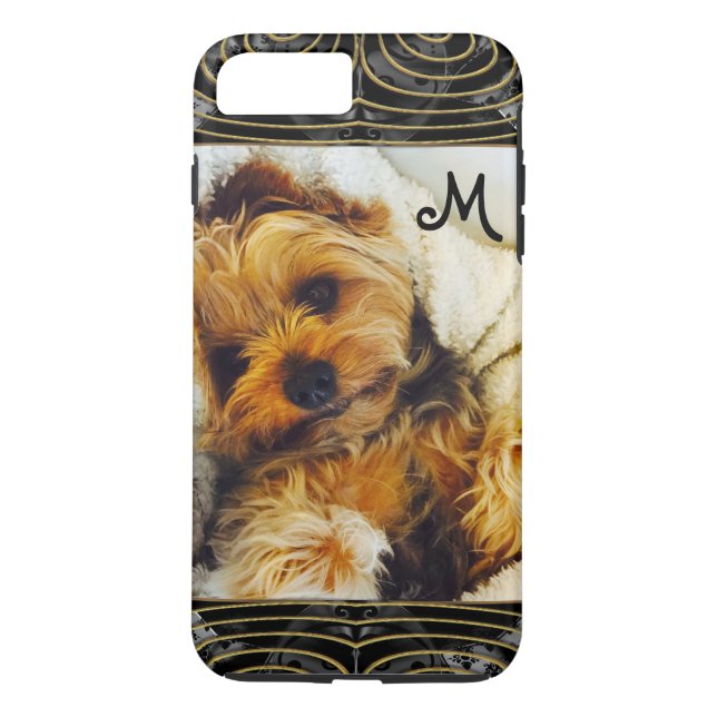 Add Your Own Photo 6/6s Lazy Yorkie Monogram Case-Mate iPhone Case (Back)