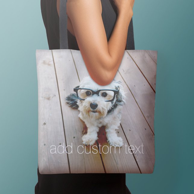 Add Your Own Photo and Custom Text Tote Bag (Personalized tote bag with photos collage and text)