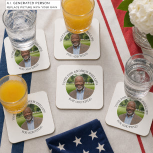Add Your Own Photo and Election Campaign Title Square Paper Coaster