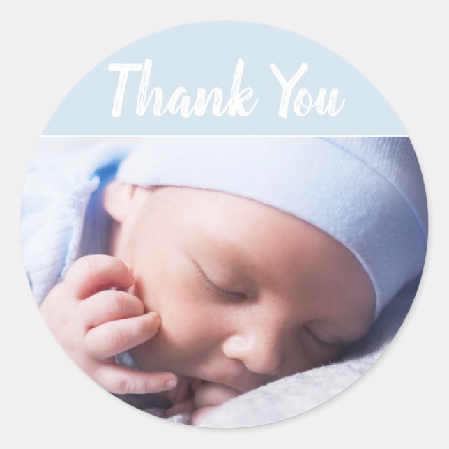 Add Your Own Photo Baby Boy Shower Stickers (Front)
