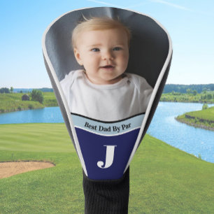 "Add your own photo" Best Dad template blue Golf Head Cover