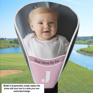 "Add your own photo" Best Mom template pink Golf Head Cover