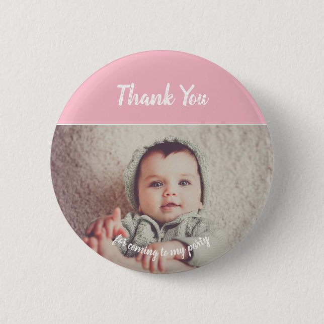 Add Your Own Photo Birthday Thank You  Stickers 2 Inch Round Button (Front)