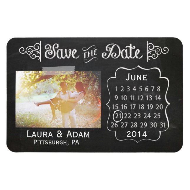 Add Your Own Photo Chalkboard Save the Date Magnet (Horizontal)
