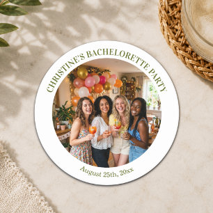 Add Your Own Photo Chic Bachelorette Party  Round Paper Coaster