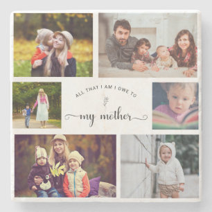 Add your own Photo Collage Mother Best Mom Quote Stone Coaster