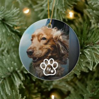 Add Your Own Photo Dog Pets Monogram Ceramic Ornament