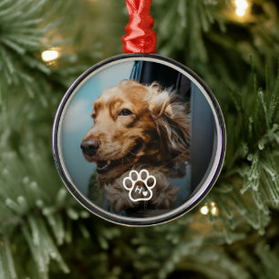 Add Your Own Photo Dog Pets Monogram Metal Ornament