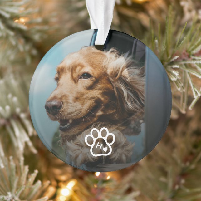 Add Your Own Photo Dog Pets Monogram Ornament (Tree)