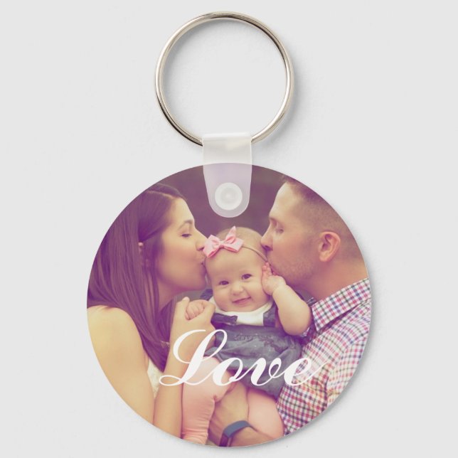 Add Your Own Photo Love Button Keychain (Front)