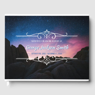Add Your Own Photo Memorial Service Night Sky Guest Book