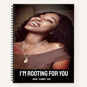 Add Your Own Photo Modern Bold Script Black Custom Notebook