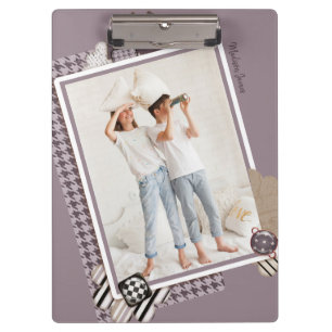 Add Your Own Photo Modern Girly Personalized Name Clipboard