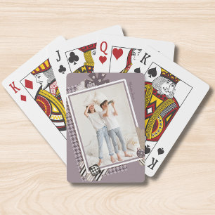 Add Your Own Photo Modern Girly Personalized Name Playing Cards