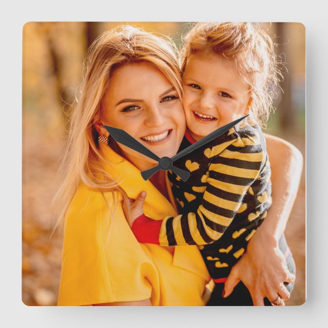 Add Your Own Photo | Template Square Wall Clock (Front)
