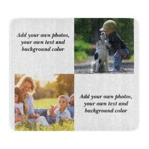 Add your own photos, text and  background throw pi cutting board