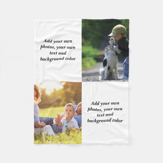 Add your own photos, text and  background throw pi fleece blanket (Front)
