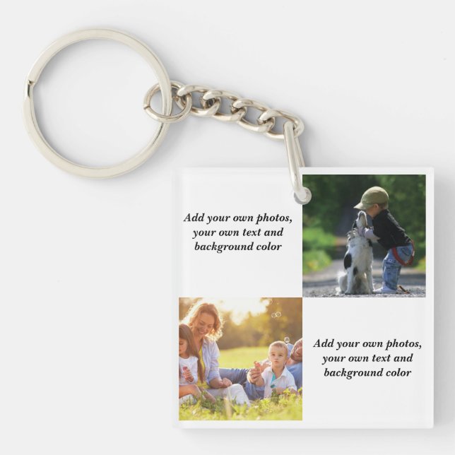 Add your own photos, text and  background throw pi keychain (Front)