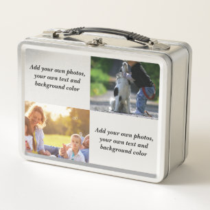 Add your own photos, text and  background throw pi metal lunch box