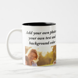 Add your own photos, text and background throw pi Two-Tone coffee mug
