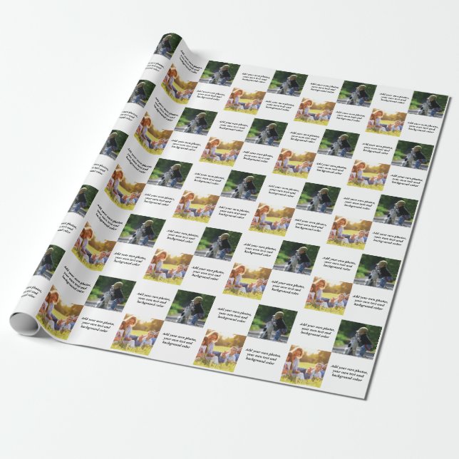 Add your own photos, text and  background throw pi wrapping paper (Unrolled)