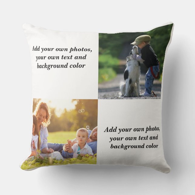 Add your own photos, text and  background throw pillow (Front)