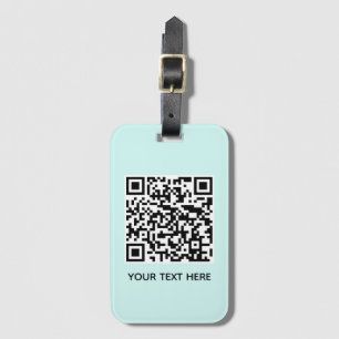 Add your own QR Code text Scan Minimal Aqua Luggage Tag