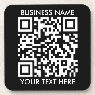 Add your own QR Code text Scan Minimal Simple Coaster