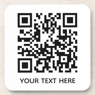 Add your own QR Code text Scan Minimal Simple Coaster