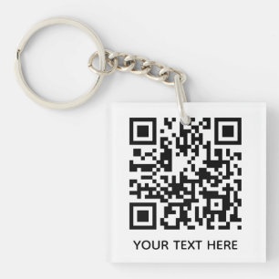 Add your own QR Code text Scan Minimal Simple  Keychain