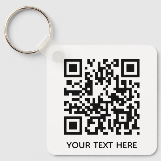 Add your own QR Code text Scan Minimal Simple  Keychain (Front)